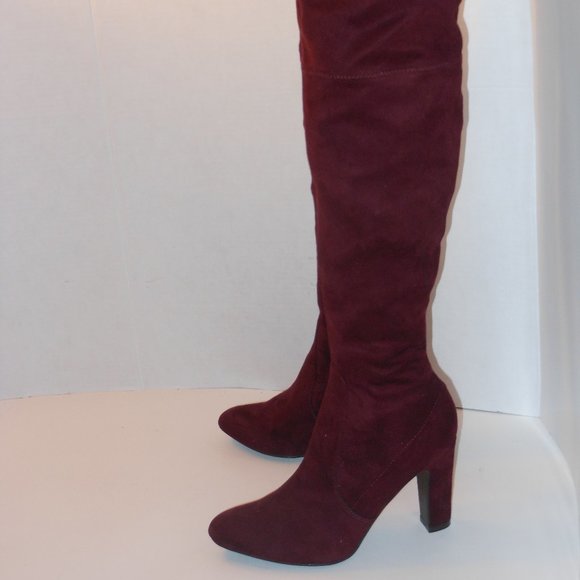 UNISA BURGUNDY OVER THE KNEE BOOTS SIZE 9.5 MEDIUM - Picture 4 of 10